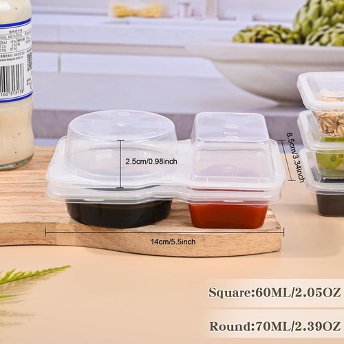 20 sets Reusable Snack Containers 2 Compartment Condiment Container With Lids Sn - Picture 7 of 7