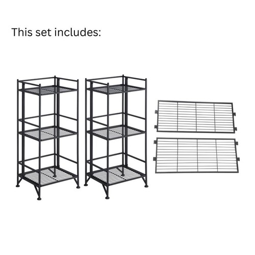 Convenience Concepts Xtra Storage 3-Tier Metal Folding Shelves with in Black - Picture 7 of 9