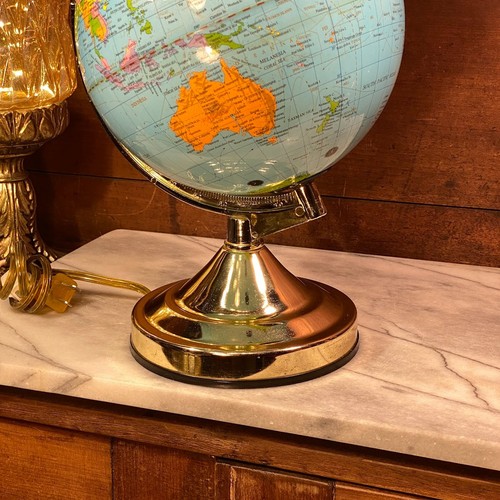 Vintage Desktop World Globe Table Lamp Earth Night Light ~ Works - Picture 10 of 14