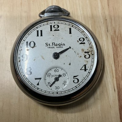 St. Regis Trade Mark Pocket Watch Open Face White Dial Arabic Numerals Small Sec