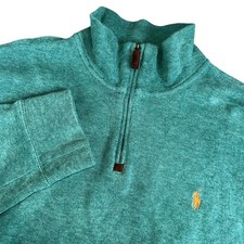 Polo Ralph Lauren Men's Estate Rib Quarter Zip Pullover Sweater XL Green Cotton
