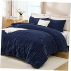 Fleece Queen Comforter Set, 3 Pieces Comforter Set Queen (90"x90") Navy Blue