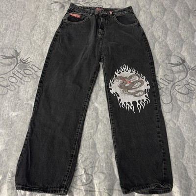 JNCO Jeans Skater Pants Faded Black Snake Straight Leg Boys