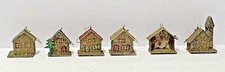 PUTZ Christmas Village 6 Mini Small Buildings Mica Glitter Ornaments Germany