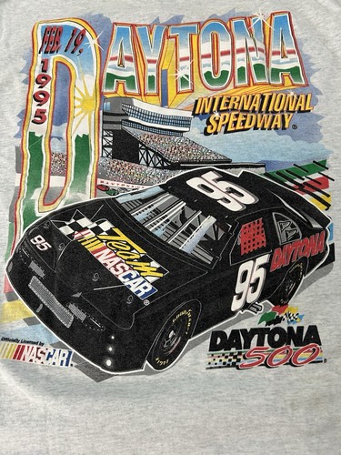 Vintage 90’s NASCAR Daytona 500 1995 T Shirt XL Gray T Shirt Single Stitch - Picture 3 of 16
