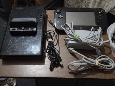 Nintendo Wii U Deluxe 32GB Home Console - Black with Gamepad and Cords Tested