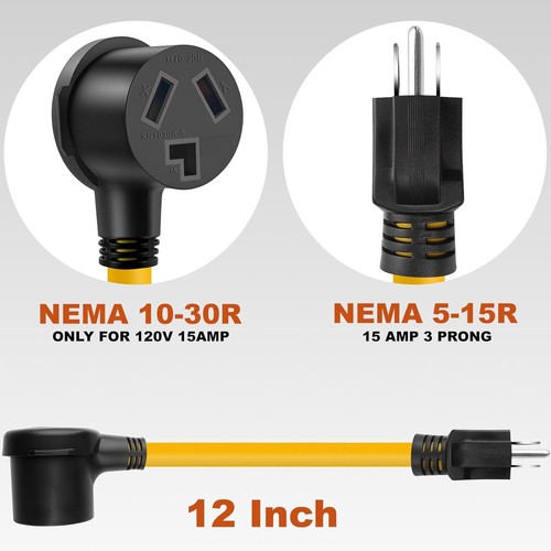 Trockner Adapterkabel, NEMA 5-15P Stecker auf 10-30R Buchse Netzteil, Schwerlast - Bild 2 von 6