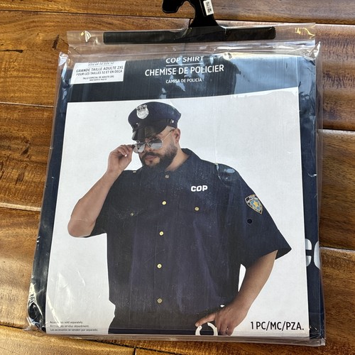 Cop Shirt Police Officer Blue Dress Up Halloween Adult Costume Cosplay XXL New - Picture 1 of 6
