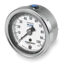 Ashcroft 251009Sw02bxll100 Industrial Pressure Gauge, 0 To 100 Psi, 2 1/2 In