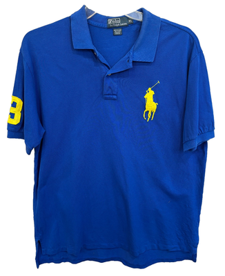 Polo Ralph Lauren Polo Shirt Mens XL 100% Cotton Blue w Big Pony