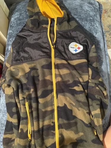 PITTSBURGH STEELERS ZIPPERED HOODED SWEATSHIRT HOODIE YOUTH XL 18-20 CAMO - Picture 3 of 7