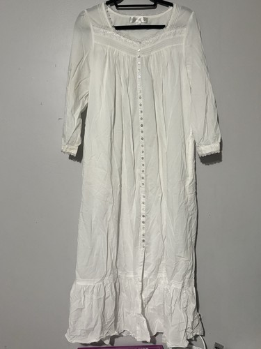 Vintage Nachthemd Eileen West weiß Gr. S Spitze Cottagecore Renaissance romantisch - Bild 3 von 4