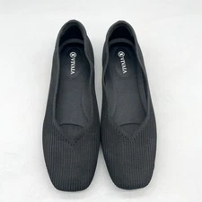 Vivaia Womens 40.5 9 Margot 2 Black Knit Square Toe Slip On Balletcore Flats