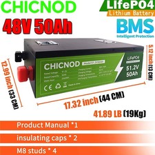 NEW 50Ah 48V LiFePO4 Lithium Battery Built-in BMS 2560Whh For Solar RV Off-grid