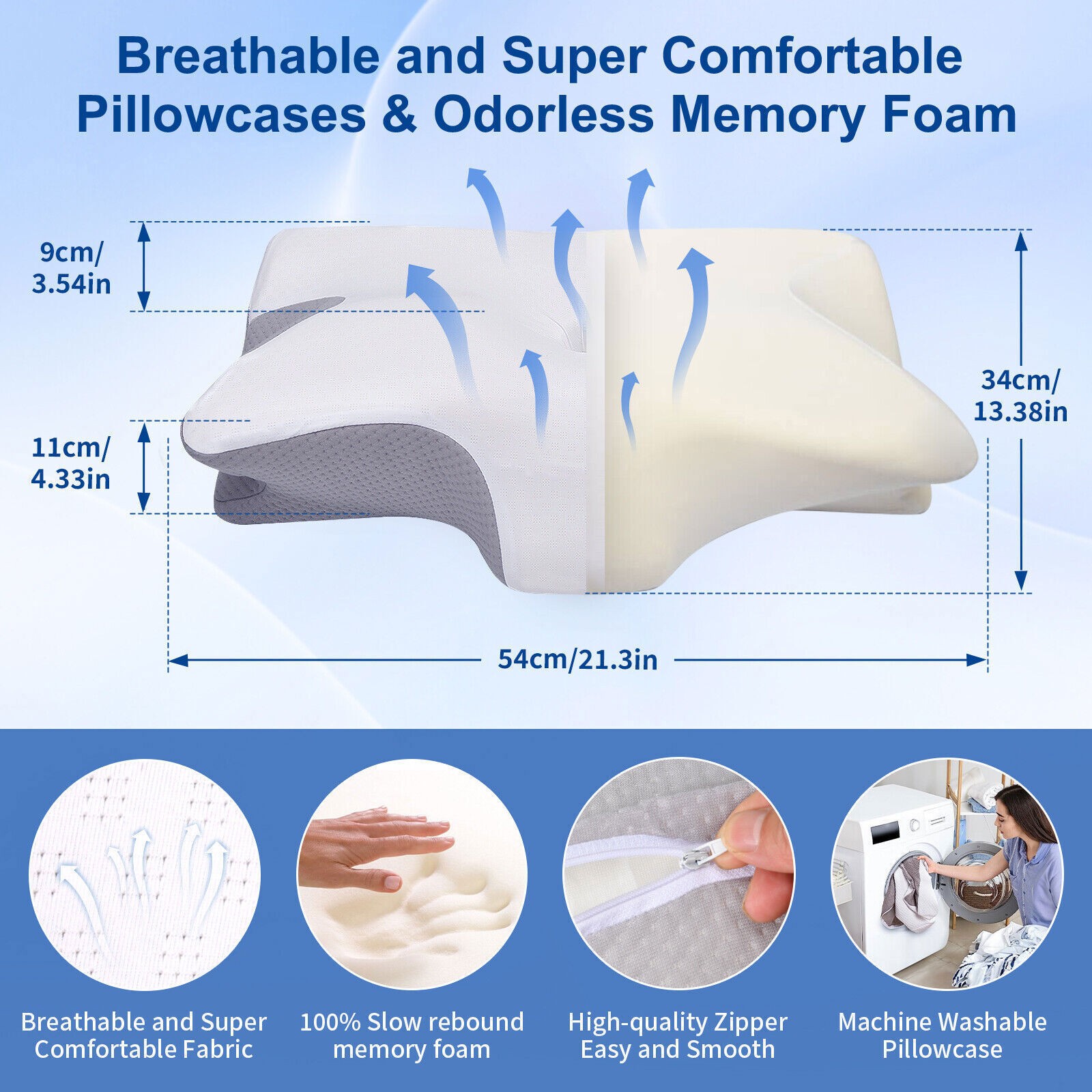 Cervical Pillow for Neck Pain Relief,Orthopedic Neck Support Pillow for Side US