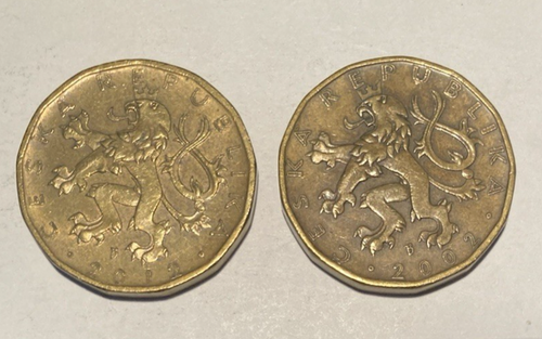 Czech Republic 20 Korun 2012 and 2002 KM# 5 (Lot of 2)