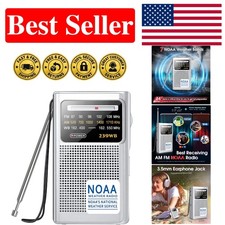 Essential NOAA Weather Radio - Lightweight AM/FM Portable with Long Battery Life