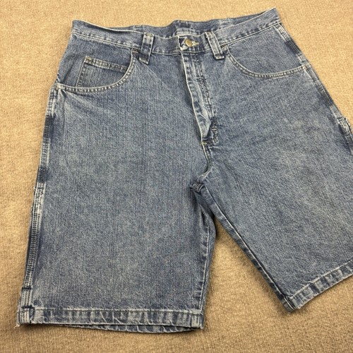 Wrangler Carpenter Shorts Mens Size 34 x 10" Baggy Blue Denim Jeans Chore Jorts - Picture 5 of 16