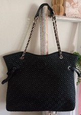 Tory Burch Marion Quilted Leather Slouchy Tote/Shoulder Bag in Black NO DUST BAG