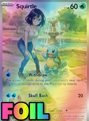 Pokemon Full Art Squirtle FOIL  Altered Art Custom Playtest Card