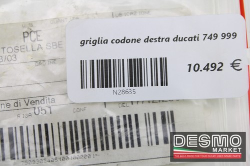 Right tail grille ducati 749 999 *N28635* - Imagen 2 de 2