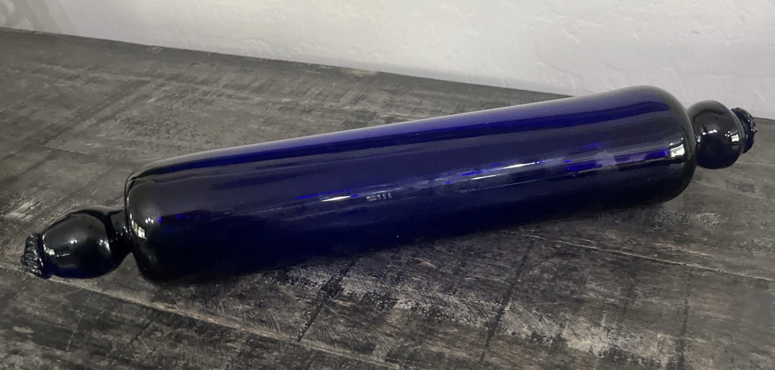 Vintage Cobalt Blue Glass Rolling Pin 14” Hand Blown Style Farmhouse Kitchen
Opens in a new window o