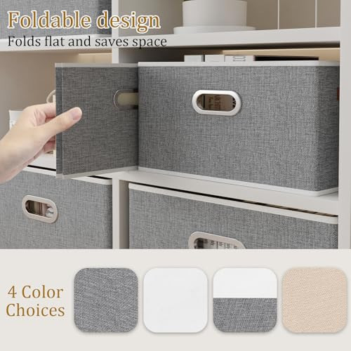 Foldable Storage Baskets for Shelves, Fabric Closet Organizers, Bins with 3 - Picture 4 of 7