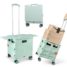 Foldable Utility Cart Folding Portable Rolling Crate with Magnetic Extended L...