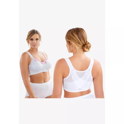 Comfort Choice Women's Plus Size Front-Close Embroidered Wireless Posture Bra - Picture 6 of 7