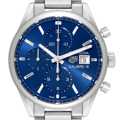 Tag Heuer Carrera Calibre 16 Chronograph Steel Mens Watch CBK2112 Box Card