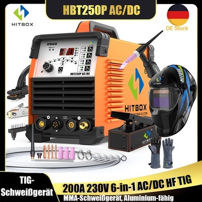 HITBOX 6in1 AC/DC TIG Schweißgerät 200Amp 240V Puls Aluminium TIG/ARC Schweißset