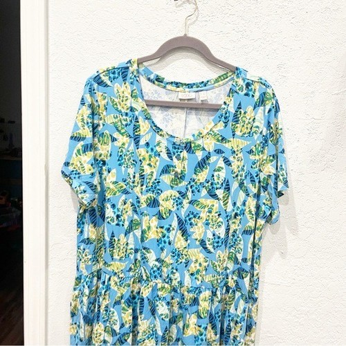 LOGO by Lori Goldstein Kleid Damen 2X super weich Jersey Strick Blumen QVC - Bild 3 von 7