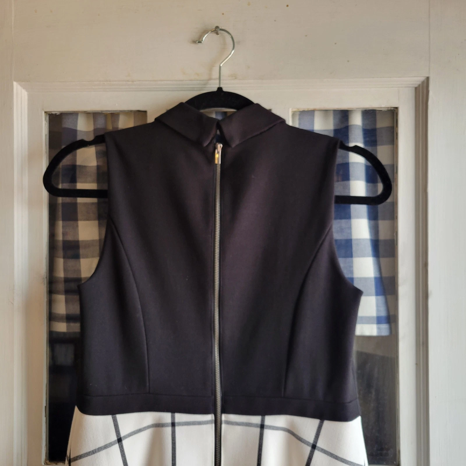 VETEMENTS Abito donna LOFT Petite nero bianco a righe zip schiena gonna floreale taglia 4P