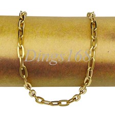 18K Yellow Gold Filled Nickel-Free 14" 2.4" 4.9mm Wide Paper Clip Chain Necklace