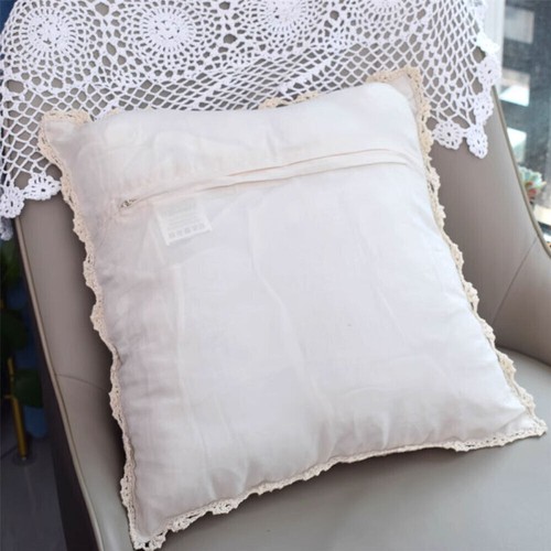 2pcs 17" Vintage Hand Crochet Cotton Lace Floral Throw Cushion Cover Pillow Case - Picture 5 of 5