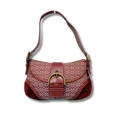 バッグ Coach Soho Hobo Suede Leather Shoulder Coach Red Signature Soho Hobo Shoulder Hand Suede Leather