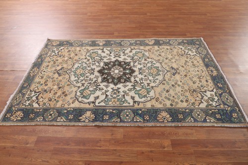Vintage Traditional Peach Rug 4x7 Hand-knotted Wool Geometric for Any Room - Picture 15 of 21