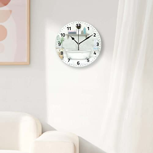 Battery Operated Wall Clocks 12 Inch,Vintage Bathtub,Silent Home Decor for - Picture 5 of 5