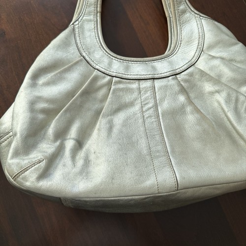 Y2K Coach Pleated Kisslock 12831 Silver Metallic Leather Shoulder Bag READ - Picture 10 of 13