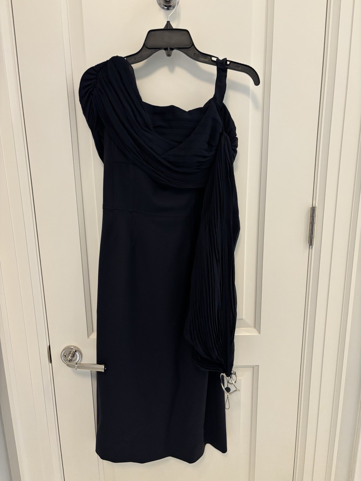 Women Designer Clothing Dress Gabriela Hearst Dark Navy Chiffon Fitted Dress New image 2