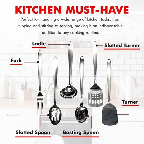 Chef Craft Select Kitchen Tool and Utensil Set, 6 Piece Set, Stainless Steel - Picture 4 of 7