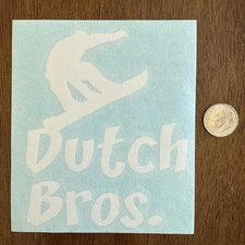 DUTCH Bros STICKER Decal WHITE Snowboarder SNOWBOARD Coffee OLD Design COFFEE!