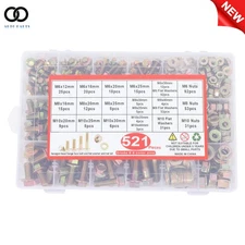 521 PCS Heavy Duty M6 M8 M10  Flanged Bolts and Nuts Kit, 16 Most Common Sizes
