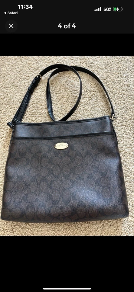 Bandolera Coach para mujer mediana vintage de cuero marrón oscuro y negro Foto 4 de 4