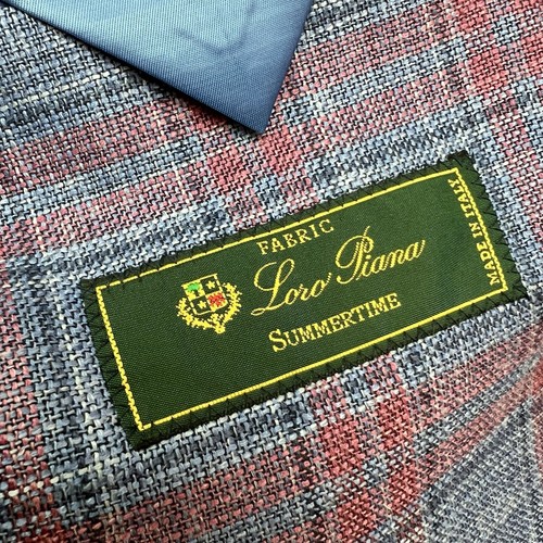 Cappotto sportivo Empire Loro Piana estivo lana seta lino pannello finestra rosso blu 48R - Foto 7 di 18