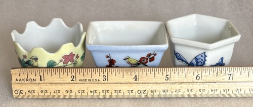 3er Set Vintage Porzellan Keramik Chinesische Eierbecher Blumen Vögel Schmetterlinge - Bild 18 von 18