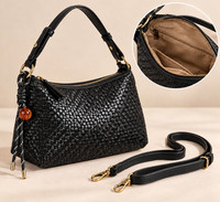Made in Italy Damen Handtasche Flechtoptik Schulter/ UmhäNgetasche Kunstleder,