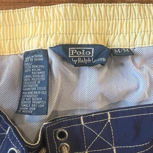 Polo Ralph Lauren Men's M Navy Blue Nylon Swim Trunks Lined Shorts Drawstring 9” - Picture 6 of 11