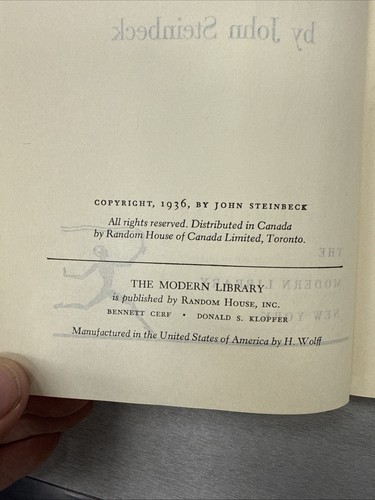 In Dubious Battle, by John Steinbeck Modern Library Edition with DJ 1936 Vintage - Picture 4 of 9