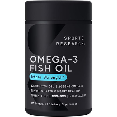 Triple Strength Omega-3 Fish Oil Burpless EPA DHA 180 Softgels
